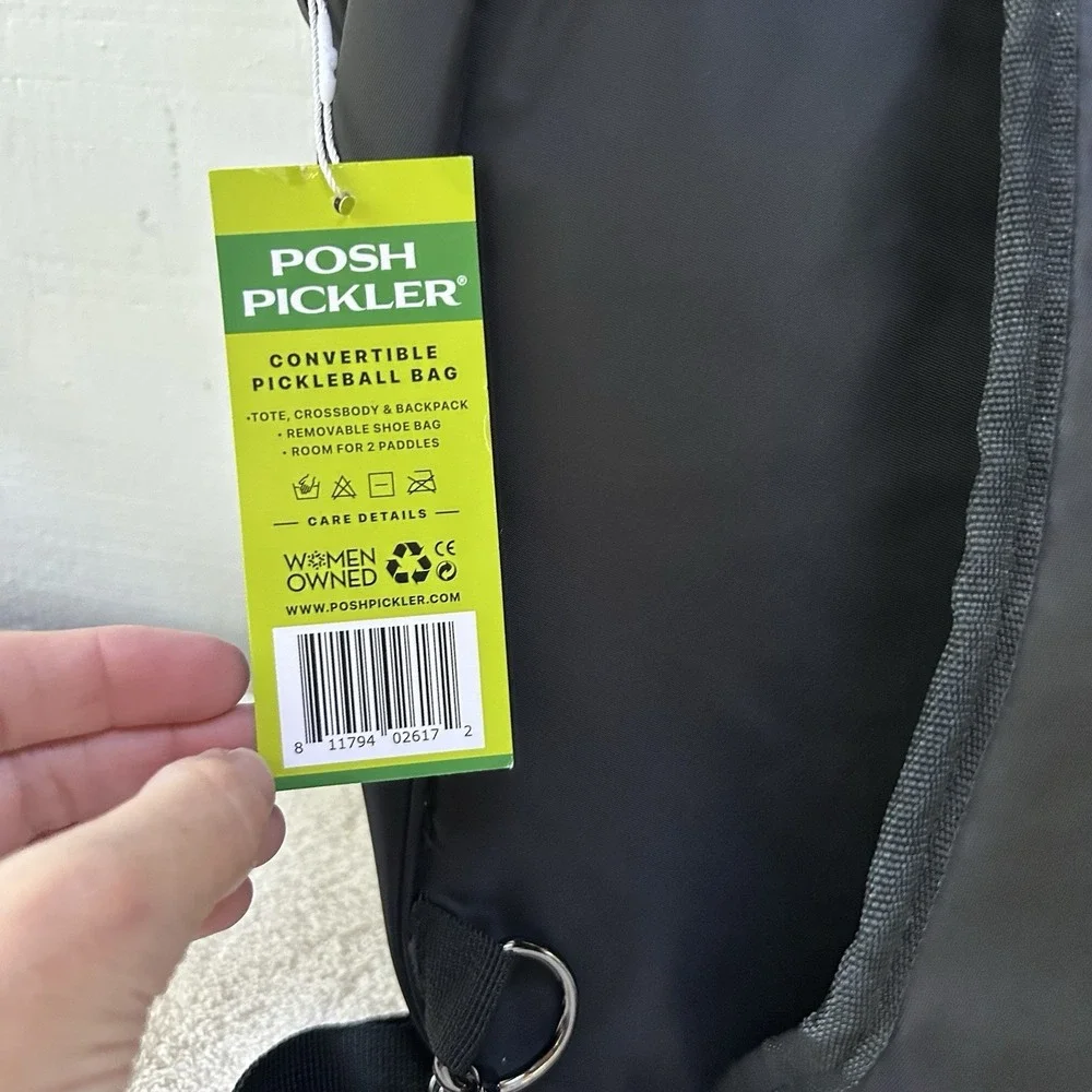 Pickleball Black Unisex Convertible Bag‎ 3-in-1 Travel Tote NWT